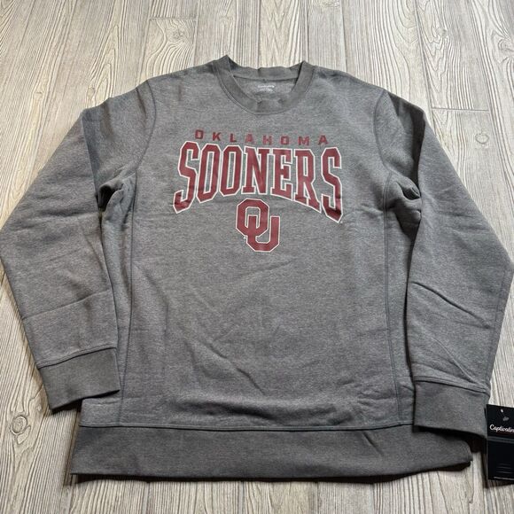 Oklahoma Sooners Crewneck Sweatshirt Men’s L Gray Spellout Logo Captivating New - Picture 2 of 10